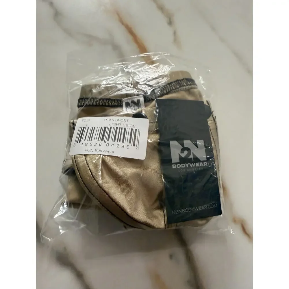 NEW N2N Bodywear Mens Titan Sport Swim Brief O-Ring Color Light Beige Size Large